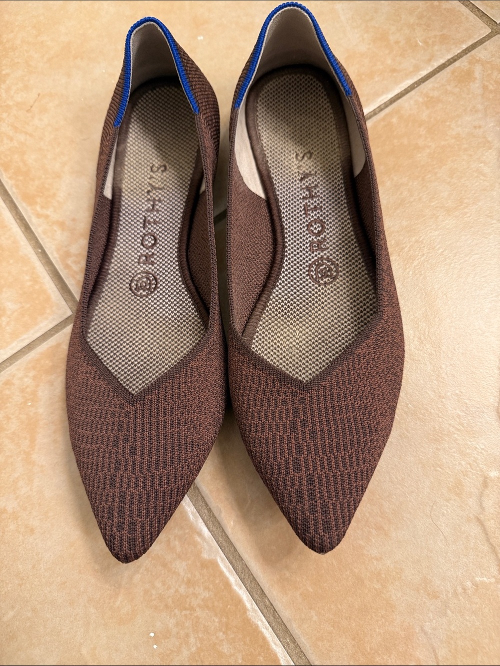 Rothy's Pointed Knit Flats in Brown